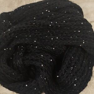 Women's Black Sequin Infinity Scarf - Sparkle Knit Wrap
